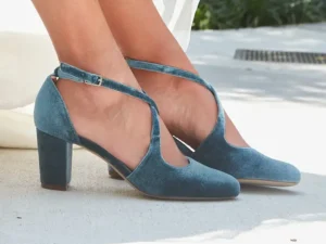 Oren Velvet Cross Strap Maryjane Bridal Holidaypumps